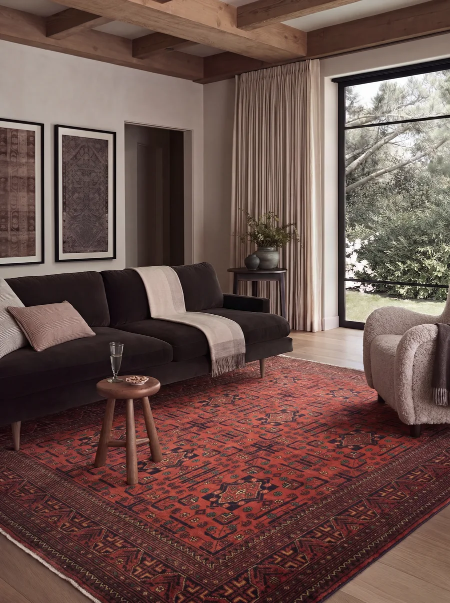 Khal Mohammadi All-Over Madder Red, Kunduz / Faryab Region, Northern Afghanistan tribal rug, in red, Wool, 201 × 305 cm (6'7" × 10'0"), Nasim Carpets Malaysia — view 2