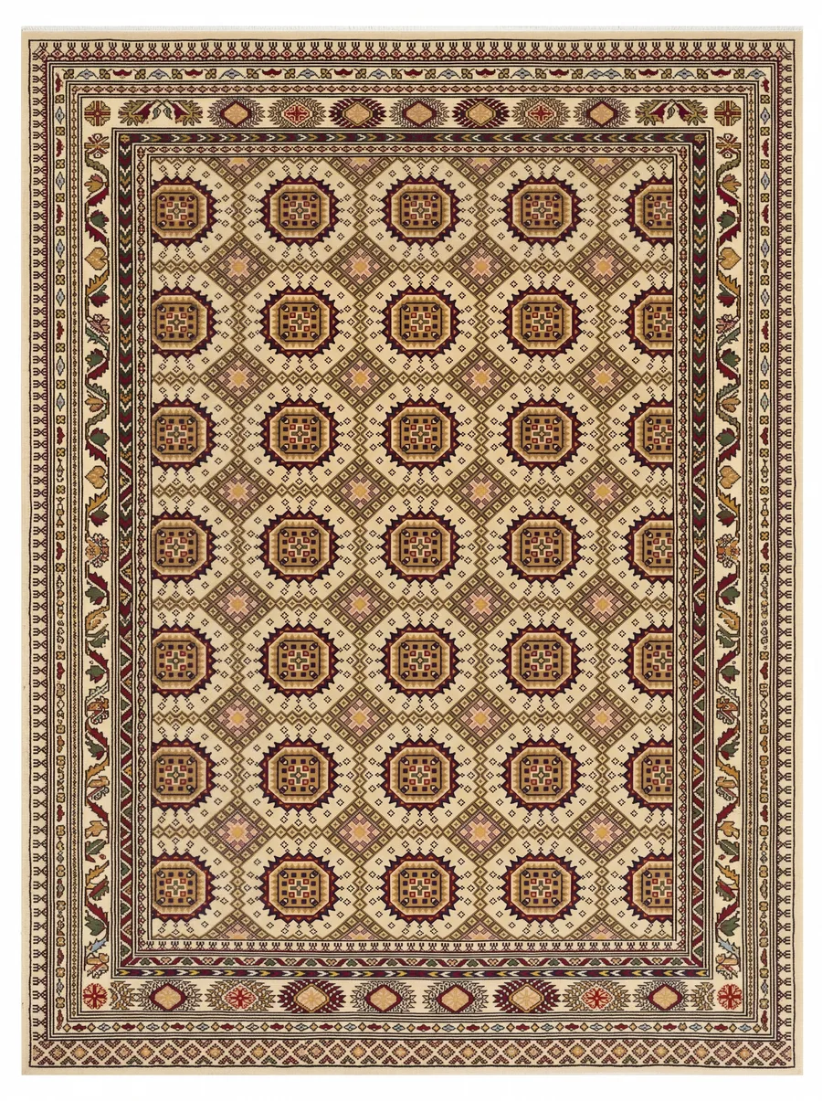 Bukhara Tekke Gul Ivory, Peshawar, Pakistan persian rug, in ivory, Wool, 302 × 402 cm (9'11" × 13'2"), Nasim Carpets Malaysia — view 1