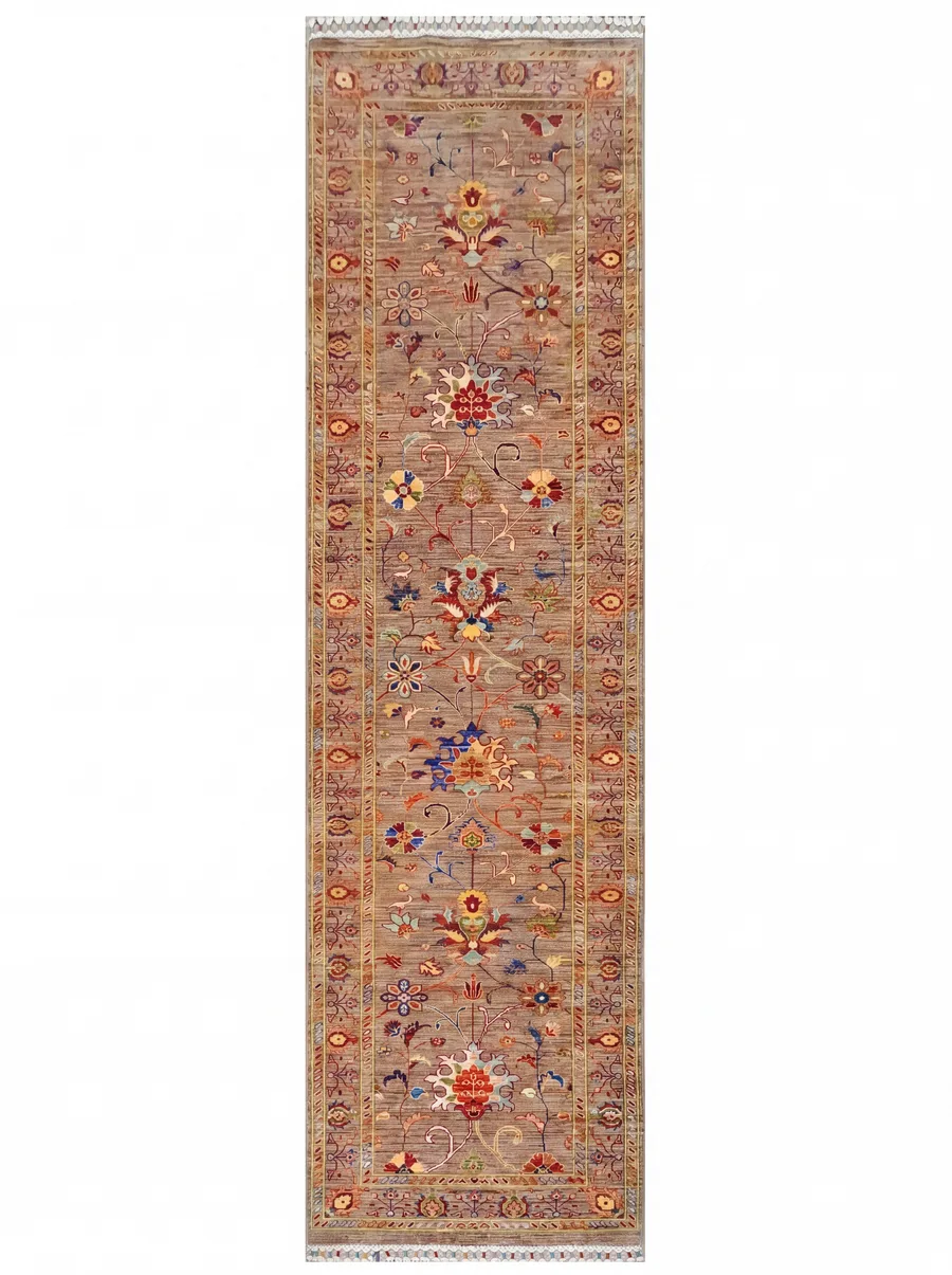 Ziegler Sultanabad Floral Runner Camel, Sultanabad (Arak), Iran — Ziegler Workshop Tradition tribal rug, in camel beige, Wool, 296 × 85 cm (9'9" × 2'9"), Nasim Carpets Malaysia — view 1