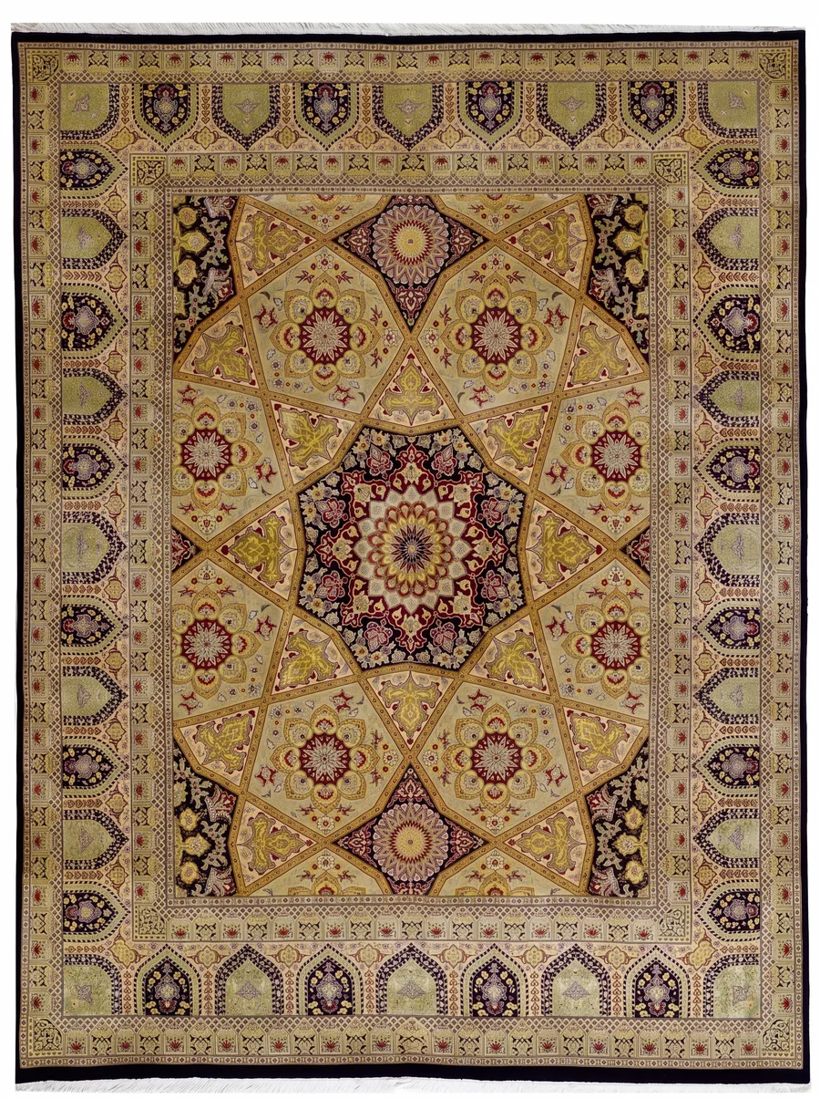 Tabriz Dome Medallion Gold, Tabriz, Iran persian rug, in antique gold, Wool, 244 × 305 cm (8'0" × 10'0"), Nasim Carpets Malaysia — view 1