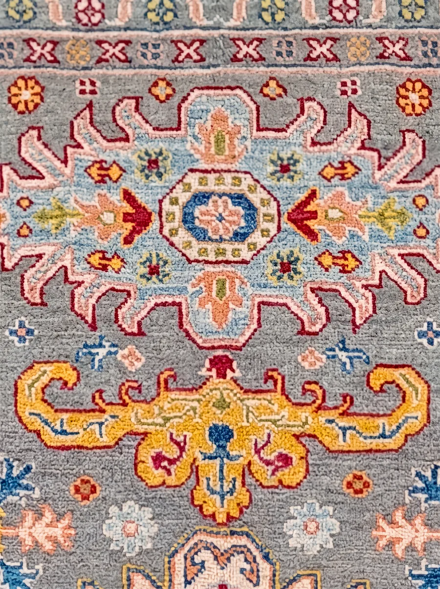 Kazakh Medallion Grey, kazakhstan tribal rug, in slate grey, Wool, 154 × 200 cm (5'1" × 6'7"), Nasim Carpets Malaysia — view 3