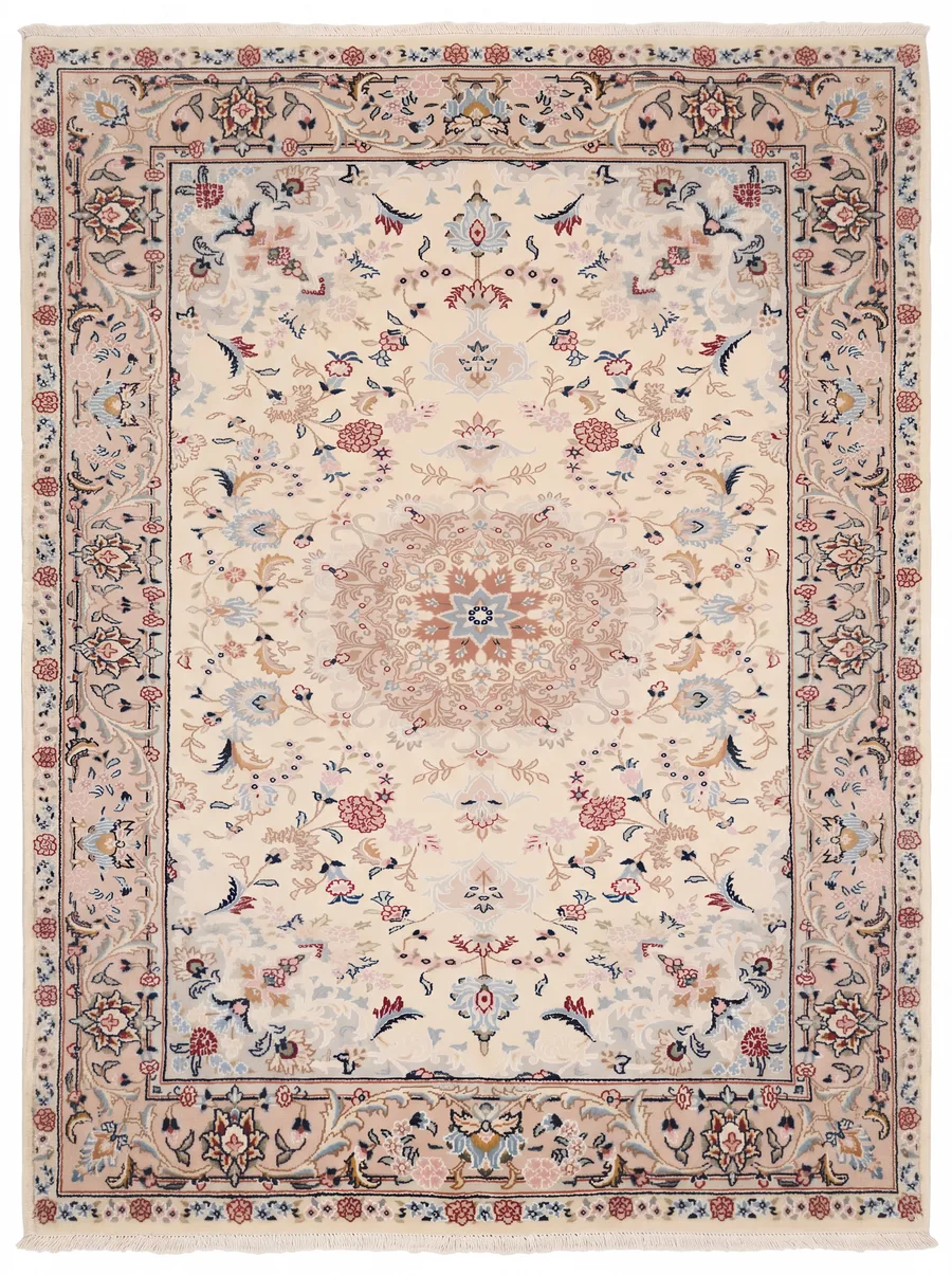 Tabriz Medallion Floral Ivory, Tabriz, Iran persian rug, in antique ivory, Wool, 122 × 224 cm (4'0" × 7'4"), Nasim Carpets Malaysia — view 1