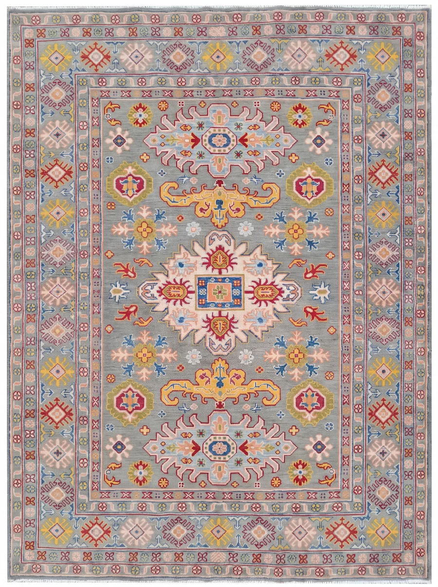 Kazakh Medallion Grey, kazakhstan tribal rug, in slate grey, Wool, 154 × 200 cm (5'1" × 6'7"), Nasim Carpets Malaysia — view 1