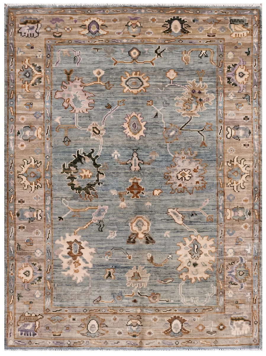 Sultanabad Allover Floral Steel Blue, Sultanabad (Arak), Iran persian rug, in steel blue, Wool, 190 × 125 cm (6'3" × 4'1"), Nasim Carpets Malaysia — view 1