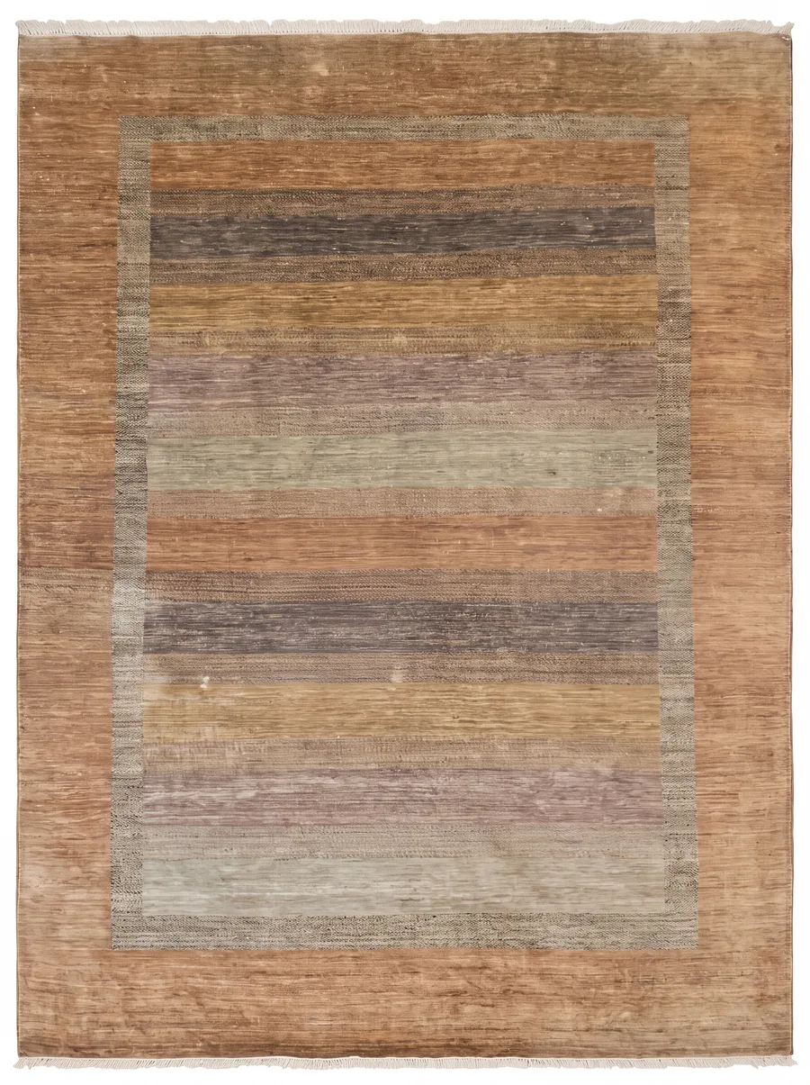 Loribaft Gradient Stripe Warm Sand, Shiraz / Fars Province, Iran modern rug, in warm sand, Wool, 244 × 335 cm (8'0" × 11'0"), Nasim Carpets Malaysia — view 1
