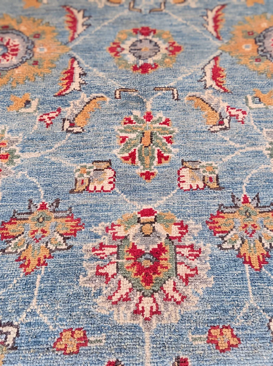 Chobi Ziegler Floral Sky Blue, Peshawar, Pakistan (Chobi Ziegler tradition) tribal rug, in sky blue, Wool, 152 × 207 cm (5'0" × 6'9"), Nasim Carpets Malaysia — view 3