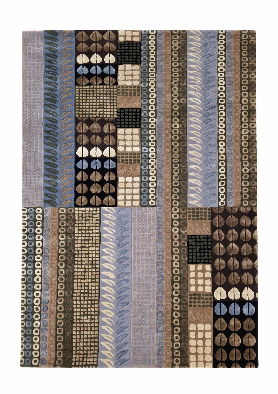 Scandinavian Modernist Stripe Multiblue, Scandinavia (Swedish or Finnish Mid-Century Modern design tradition) bespoke rug, in slate blue, Wool, 152 × 244 cm (5'0" × 8'0"), Nasim Carpets Malaysia — view 1