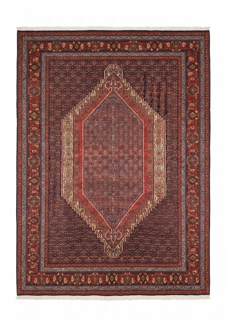 Senneh Medallion Herati Slate Blue, Senneh (Sanandaj), Kurdistan, Iran persian rug, in slate blue, Wool, 198 × 279 cm (6'6" × 9'2"), Nasim Carpets Malaysia — view 1