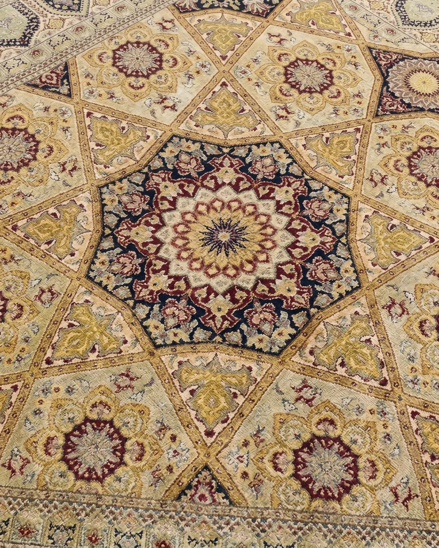Tabriz Dome Medallion Gold, Tabriz, Iran persian rug, in antique gold, Wool, 244 × 305 cm (8'0" × 10'0"), Nasim Carpets Malaysia — view 3