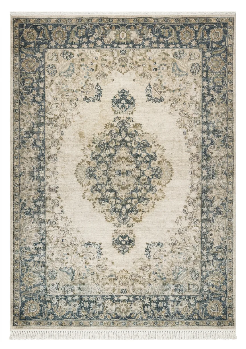 Tabriz Floral Medallion Ivory, Tabriz persian rug, in ivory, Wool, 292 × 376 cm (9'7" × 12'4"), Nasim Carpets Malaysia — view 1