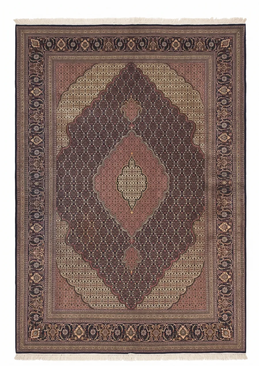 Tabriz Mahi Medallion Navy, Iran persian rug, in midnight navy, Wool, 213 × 305 cm (7'0" × 10'0"), Nasim Carpets Malaysia — view 1