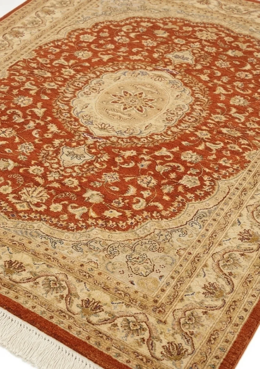 Tabriz Medallion Rust, Tabriz, Pakistan persian rug, in terracotta rust, Wool, 122 × 196 cm (4'0" × 6'5"), Nasim Carpets Malaysia — view 3