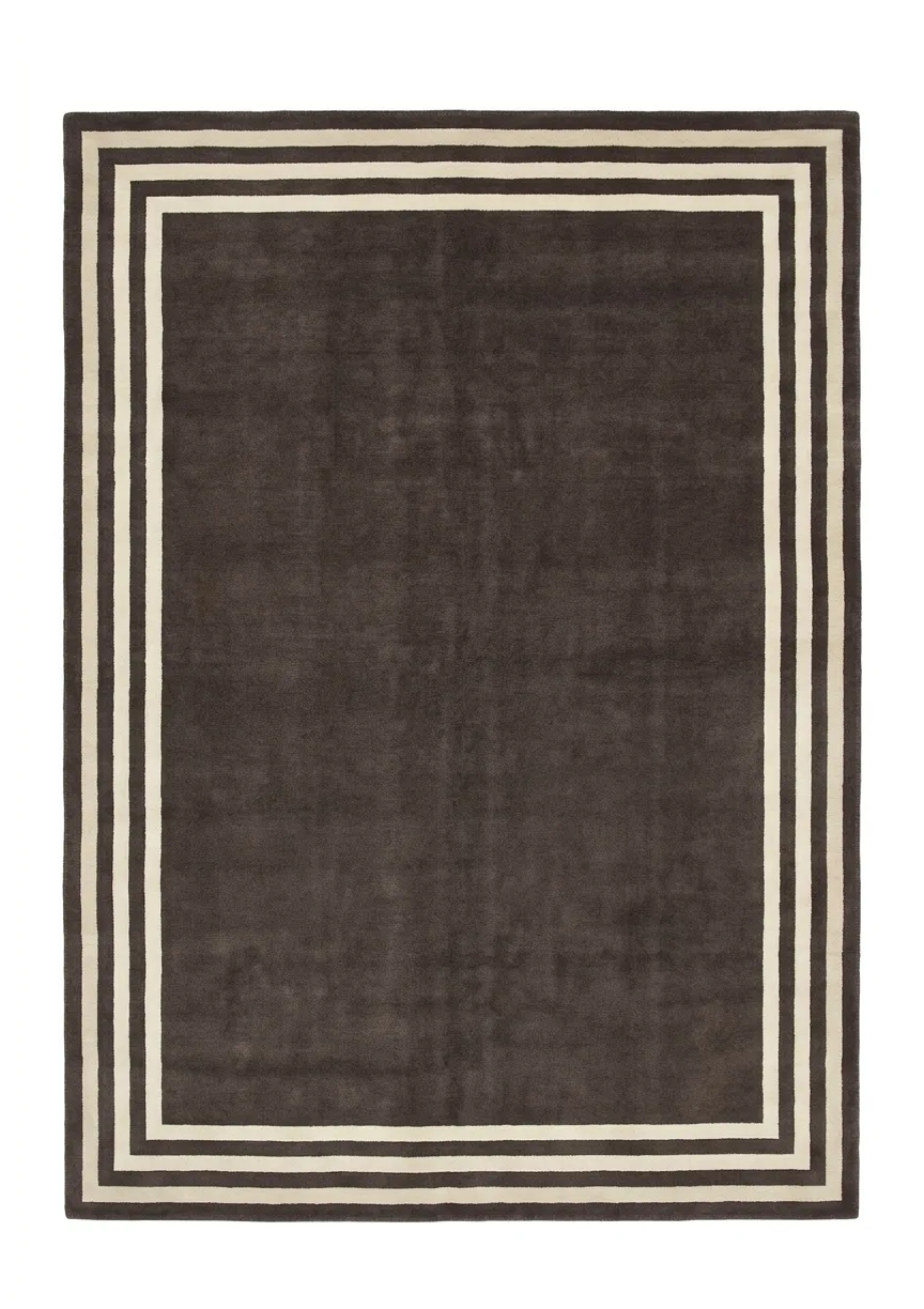 Tibetan Minimalist Charcoal, Tibet modern rug, in charcoal brown, Wool, 310 × 391 cm (10'2" × 12'10"), Nasim Carpets Malaysia — view 1