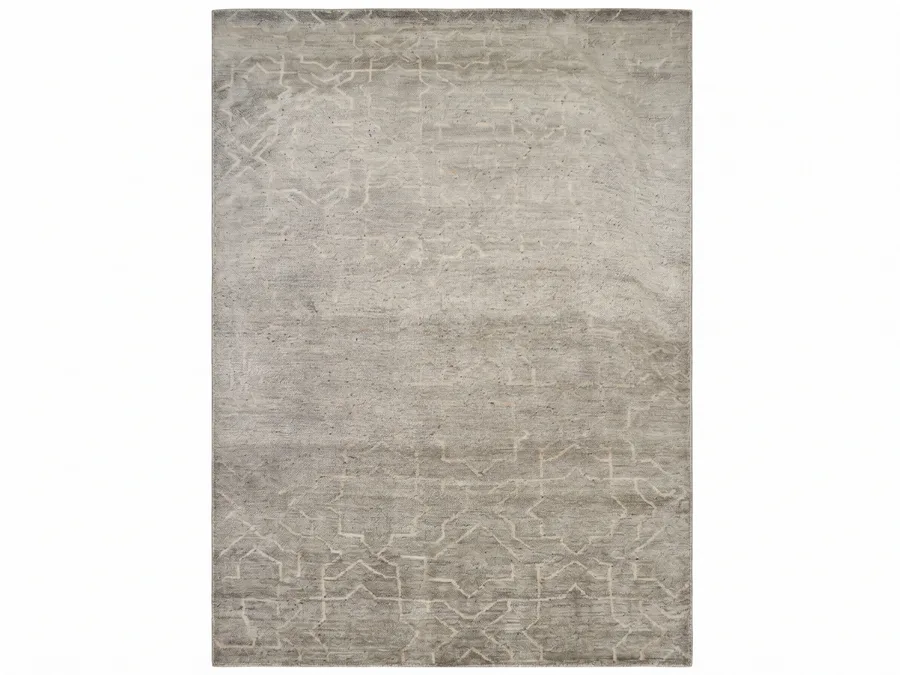 Tibetan Minimalist Grey, Nepal modern rug, in silver grey, Wool, 253 × 305 cm (8'4" × 10'0"), Nasim Carpets Malaysia — view 1