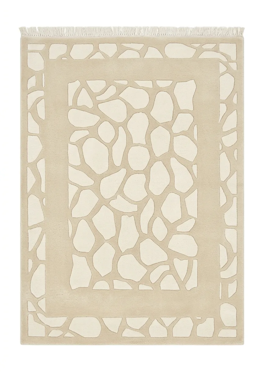 Tibetan Pebble Mosaic Cream, Nepal modern rug, in cream, Wool, 91 × 152 cm (3'0" × 5'0"), Nasim Carpets Malaysia — view 1