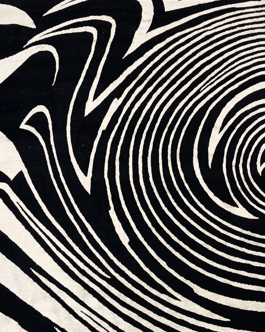 Turkish Abstract Swirl Black Ivory, Turkey modern rug, in jet black, Wool, 206 × 297 cm (6'9" × 9'9"), Nasim Carpets Malaysia — view 3