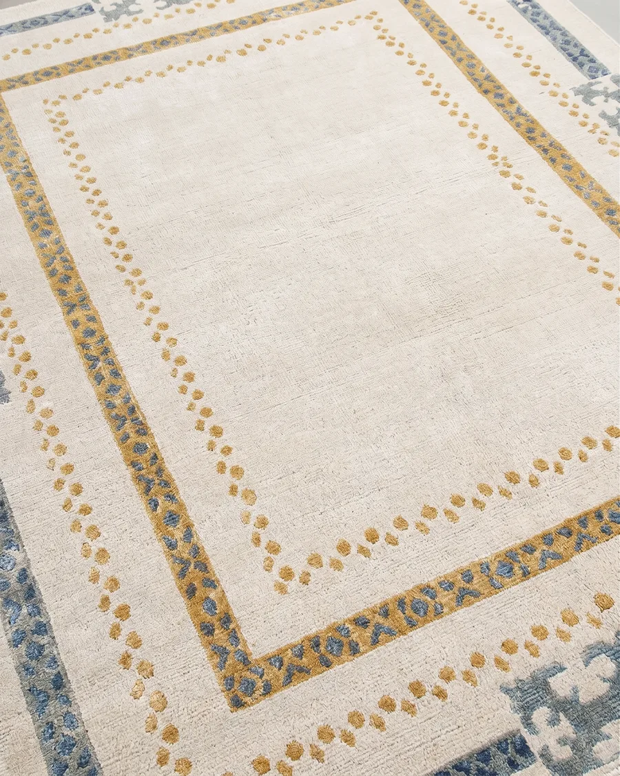 Turkish Minimalist Border Ivory Gold, Turkey modern rug, in ivory, Wool, 152 × 213 cm (5'0" × 7'0"), Nasim Carpets Malaysia — view 3