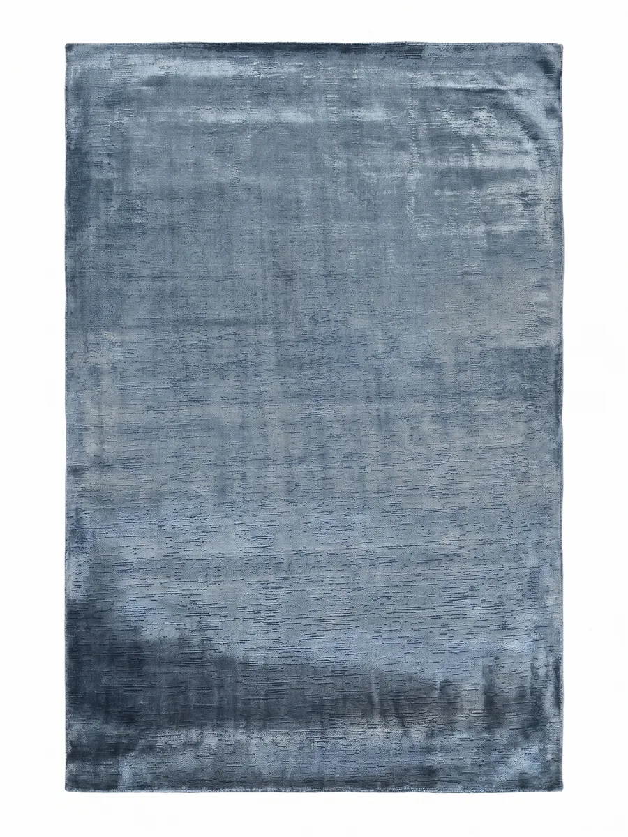Turkish Solid Lustre Steel Blue, Turkey modern rug, in steel blue, Bamboo Silk, 274 × 366 cm (9'0" × 12'0"), Nasim Carpets Malaysia — view 1